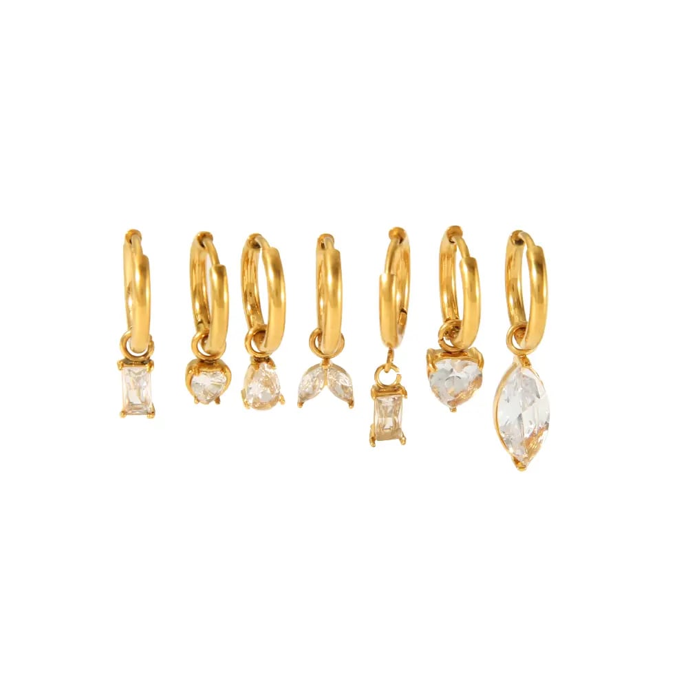 1 pair simple series daily geometric  gold plated zircon women drop earrings